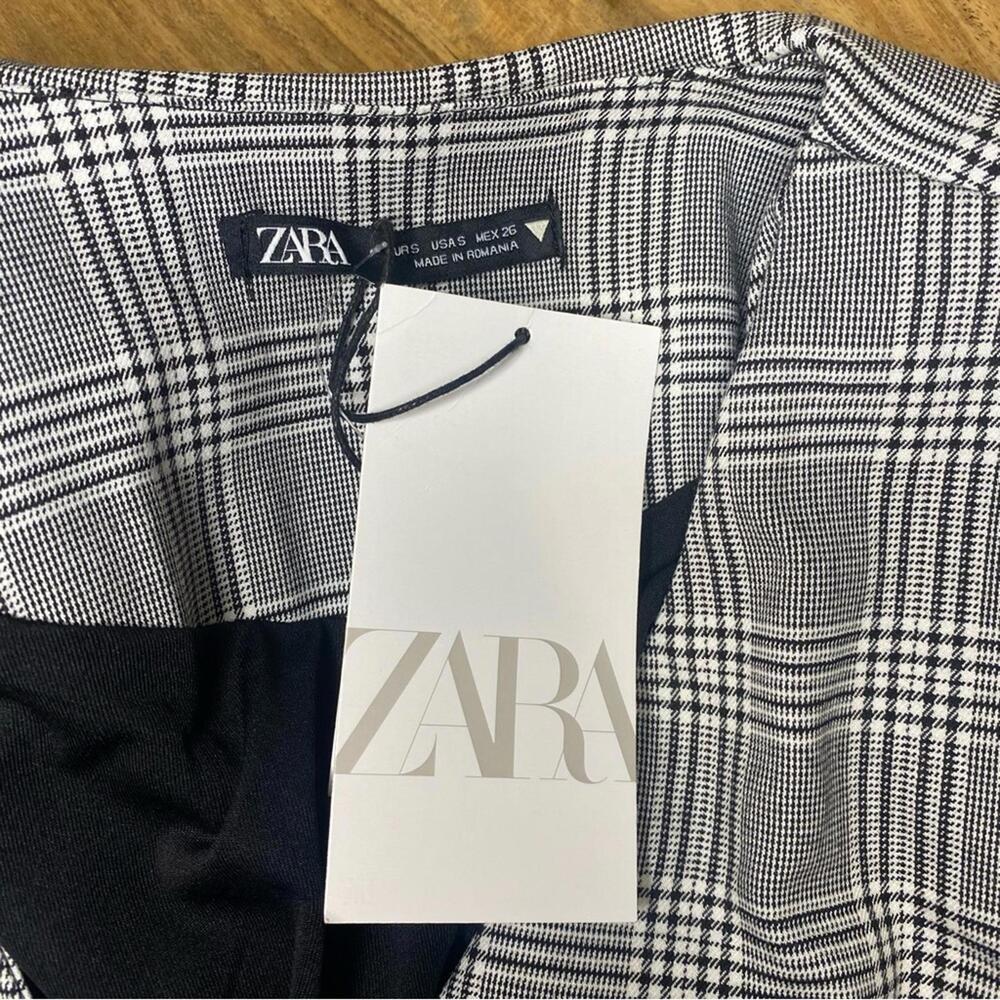 Zara Plaid Blazer Mini Dress Jeweled Buttons Long Sleeve Size S NWT - Picture 12 of 12